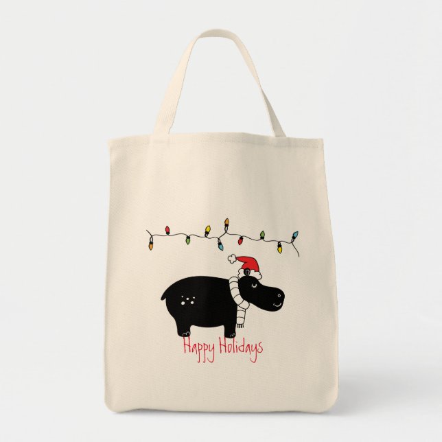Bolsa Tote Whimsic Christmas Hippo (Frente)