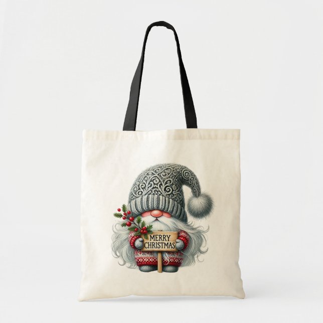Bolsa Tote 🎅 Whimsical Christmas Gnomo (Frente)