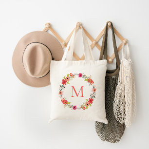 Bolsa Tote Whimsical Floral Wreath Monograma