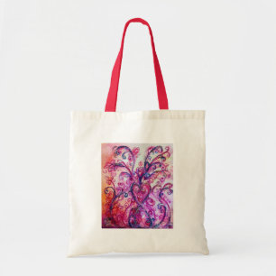 Bolsa Tote WHIMSICAL FLOURISH branco roxo rosa brilhante