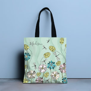 Bolsa Tote Whimsical Modern Floral Nature Nome feminino