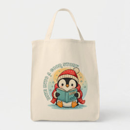 Bolsa Tote Whimsical Reading Penguin Eco Friendly Grocery 