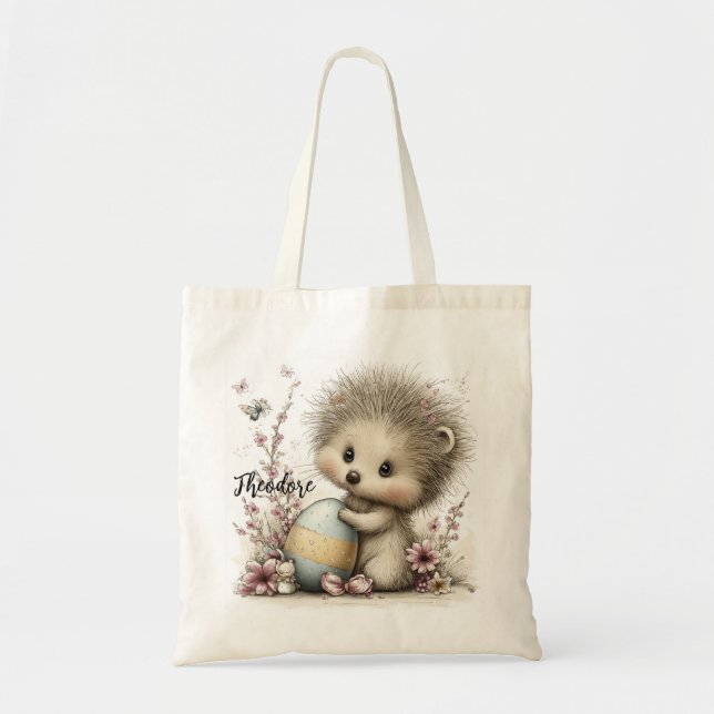 Bolsa Tote Whimsical Spring Hedgehog Illustration (Frente)