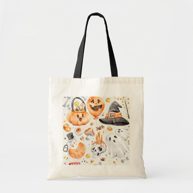 Bolsa Tote Whimsical Watercolor Halloween (Frente)
