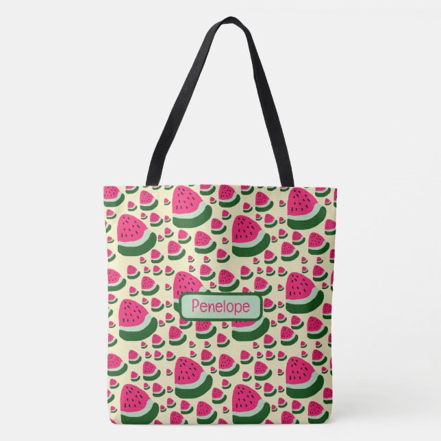 Bolsa Tote Whimsical Watermelons Cute Summer Fruit Pattern  (Frente)