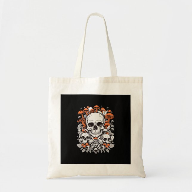 Bolsa Tote Whimsigoth Skulls & Mushroom Vintage Botanic Ae (Frente)