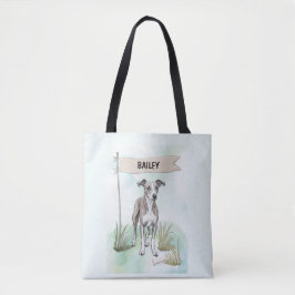 Bolsa Tote Whippet Aquarela Cachorro Personalizado