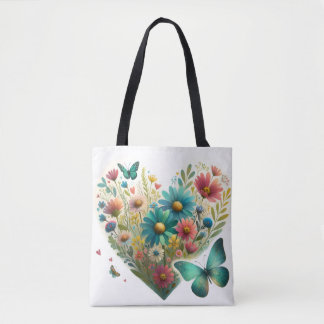Bolsa Tote Whispering Wildflower Butterflies Botanical