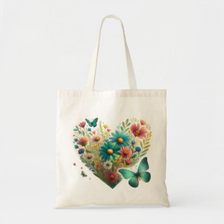Bolsa Tote Whispering Wildflower Butterflies Botanical