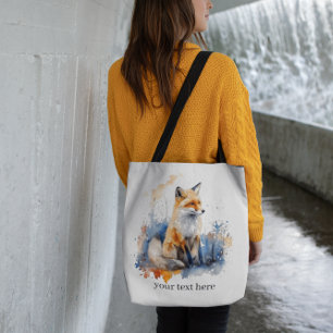 Bolsa Tote Whispers da Raposa Selvagem em Aquarela, personali