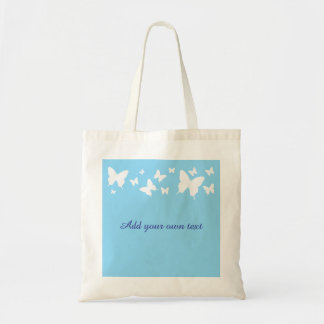 Bolsa Tote White and Blue Butterfly Tote Bag Wedding Favour 