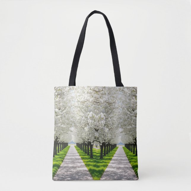 Bolsa Tote "White Bloom Arch - A Legância da Natureza num (Frente)