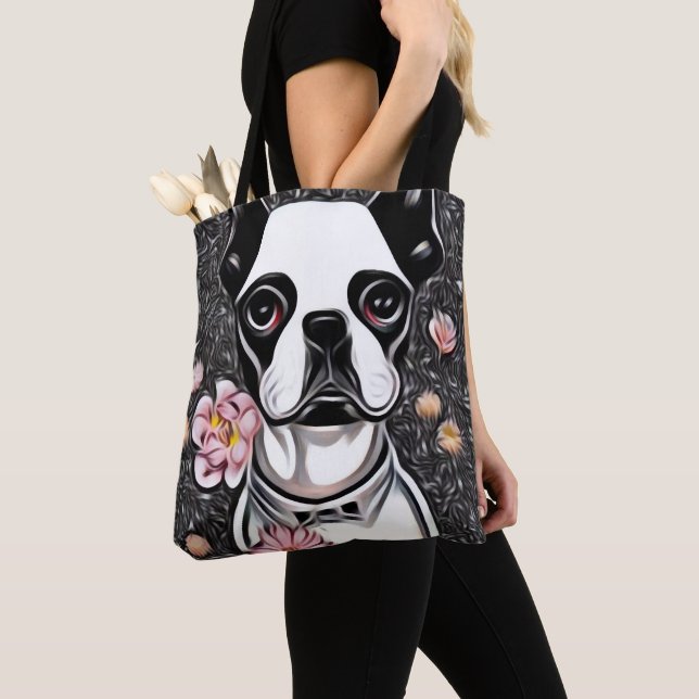 Bolsa Tote White Boston Terrier (Close Up)
