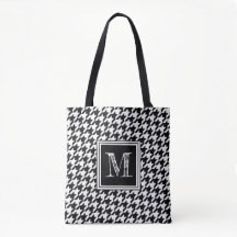 White Houndstooth Preto Clássico | Monograma moder