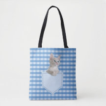 White Kitten bolso azul verifique ilusão engraçada