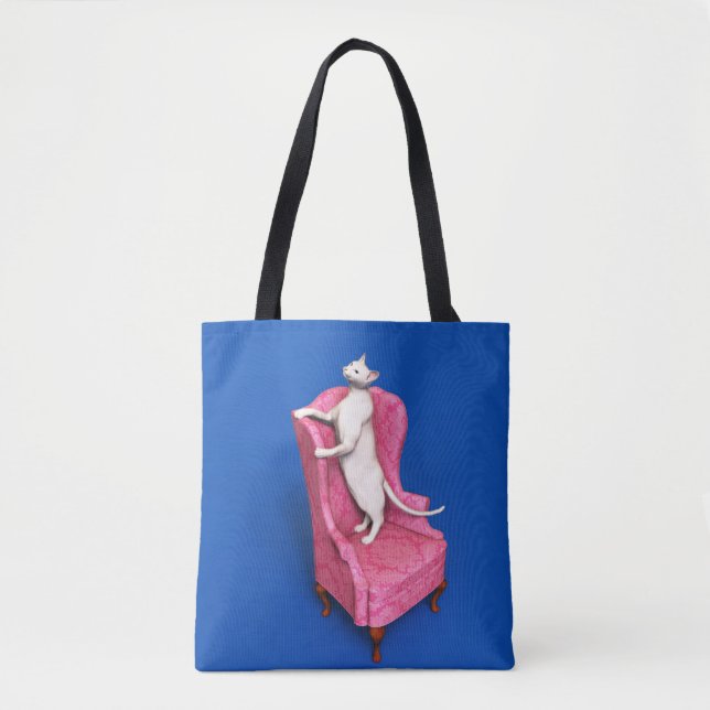 Bolsa Tote White oriental cat (Frente)
