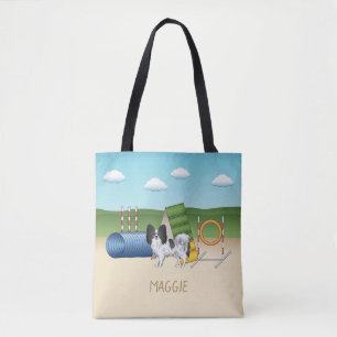 Bolsa Tote White Papillon E Negro Com Equipamento De Agilidad