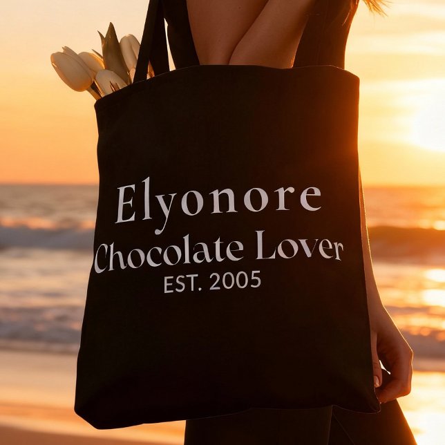 Bolsa Tote White Script Name Established Chocolate Lover (Criador carregado)