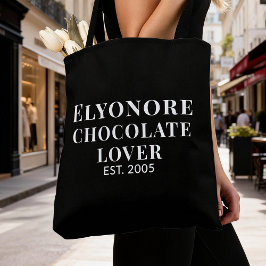 Bolsa Tote White Script Name Established Chocolate Lover