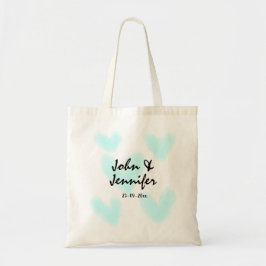 Bolsa Tote white simple minimal text style wedding blue heart