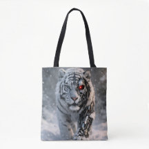 Bolsa tote White Tiger, moda cyber wildlife ficção