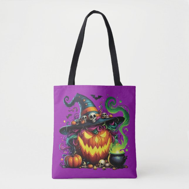 Bolsa Tote Wicked Pumpkin Witch Cauldron (Frente)