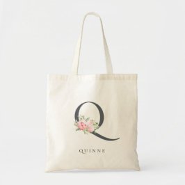Bolsa Tote Wild Blush Botanical Floral - Letra Q Monograma