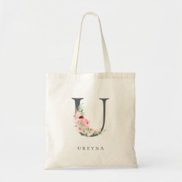 Bolsa Tote Wild Blush Botanical Floral - Letra U Monograma