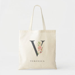 Bolsa Tote Wild Blush Botanical Floral - Letra V Monograma