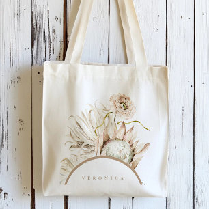 Bolsa Tote Wild Boho Protea Pampas Grass Floral Personalizado