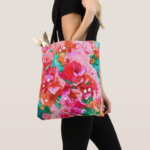 Bolsa Tote Wild Bougainvillea, Bloom Summer Floral Bohemian