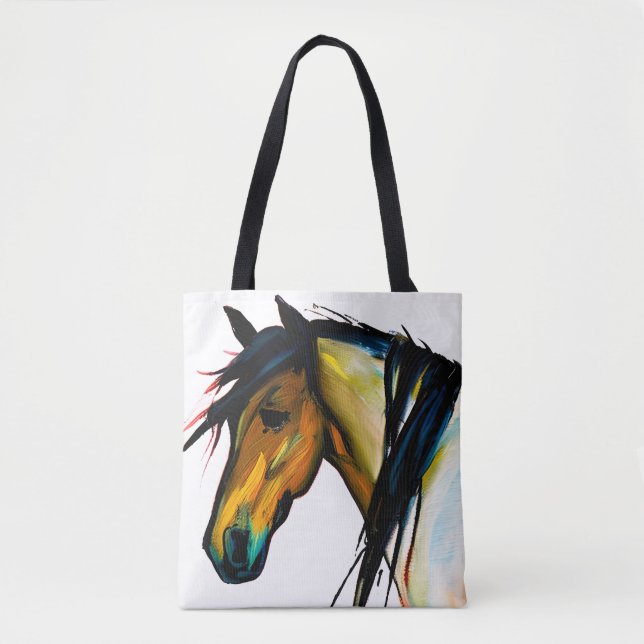 Bolsa Tote Wild Pony | Cavalo de Aquarela (Frente)