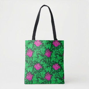 Bolsa Tote William Morris Anemone, Emerald Green e Fuchsia
