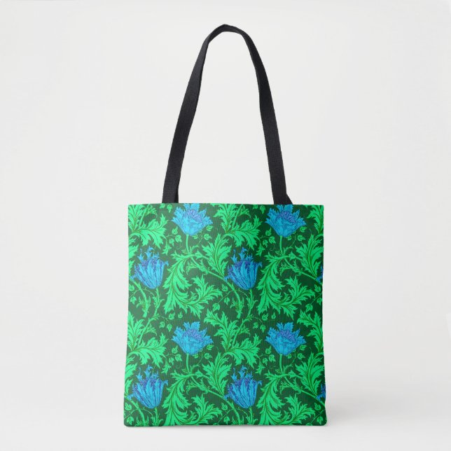 Bolsa Tote William Morris Anemone, Emerald Green & Turquoise (Frente)