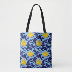 Bolsa Tote William Morris Anemone, Marinho e amarelo-mostarda