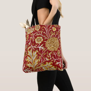 Bolsa Tote William Morris Cherwell Padrão Floral Vermelho
