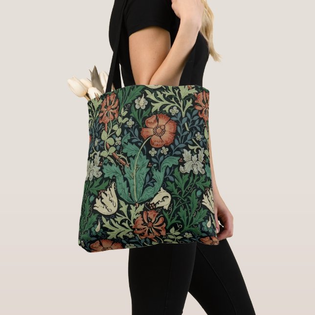 Bolsa Tote William Morris Compton Floral Art Nouveau Pattern (Close Up)