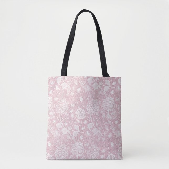 Bolsa Tote William Morris Floral Patterno a Rosa (Frente)