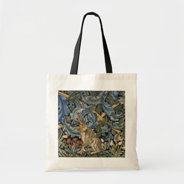 Bolsa Tote William Morris Forest Rabbit Arte Floral Nouveau (Frente)