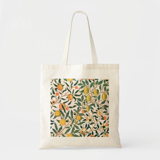 Bolsa Tote William Morris Fruta Pomegranate White Ornament (Frente)