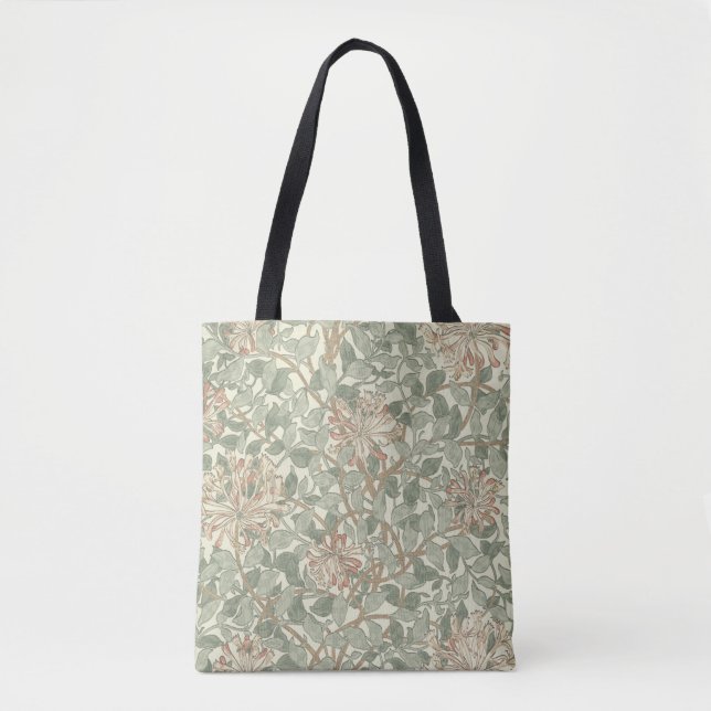 Bolsa Tote William Morris Honeysuckle Green Floral (Frente)