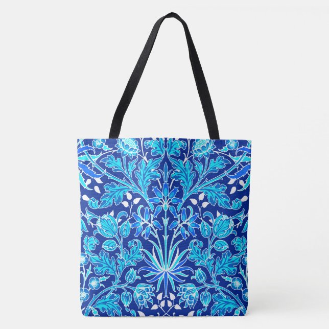 Bolsa Tote William Morris Hyacinth Impressão, Marinho e Cobal (Frente)