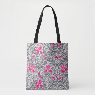 Bolsa Tote William Morris Irises, Cinzas/Cinzas rosa e pratea