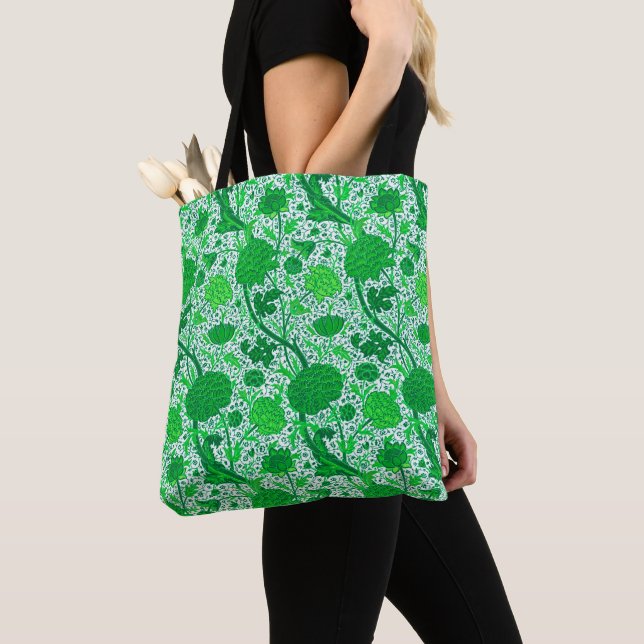 Bolsa Tote William Morris Jacobean Floral, Emerald Green (Close Up)