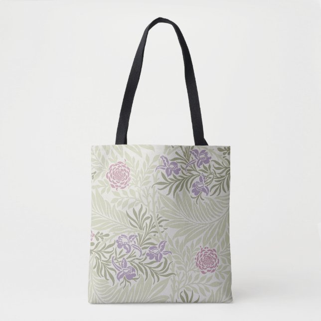 Bolsa Tote William Morris Lavanda e Larkspur Pattern Rosa (Frente)