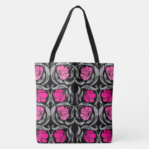 Bolsa Tote William Morris Pimpernel, Fuchsia Pink e Black
