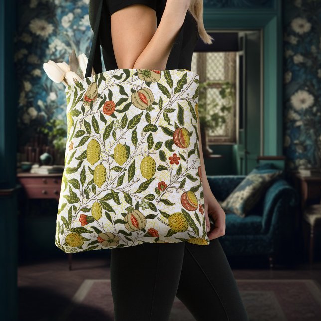 Bolsa Tote William Morris Pomegranate Lemons Frutas amarelas (Criador carregado)