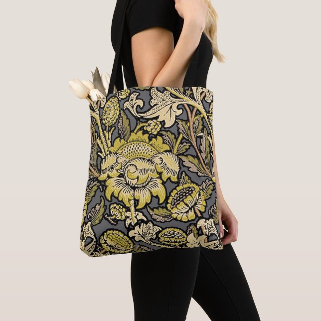 Bolsa Tote William Morris Wey Floral Wallpaper (Close Up)