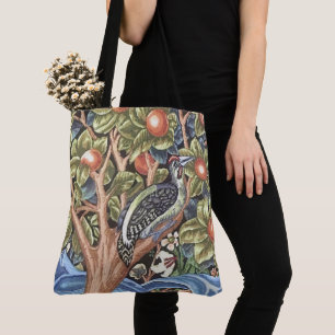 Bolsa Tote William Morris Woodpecker Tapeçaria Vintage Floral