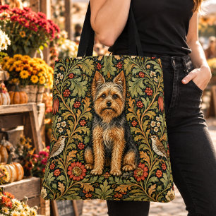 Bolsa Tote William Morris Yorkshire Terrier Floral Vintage